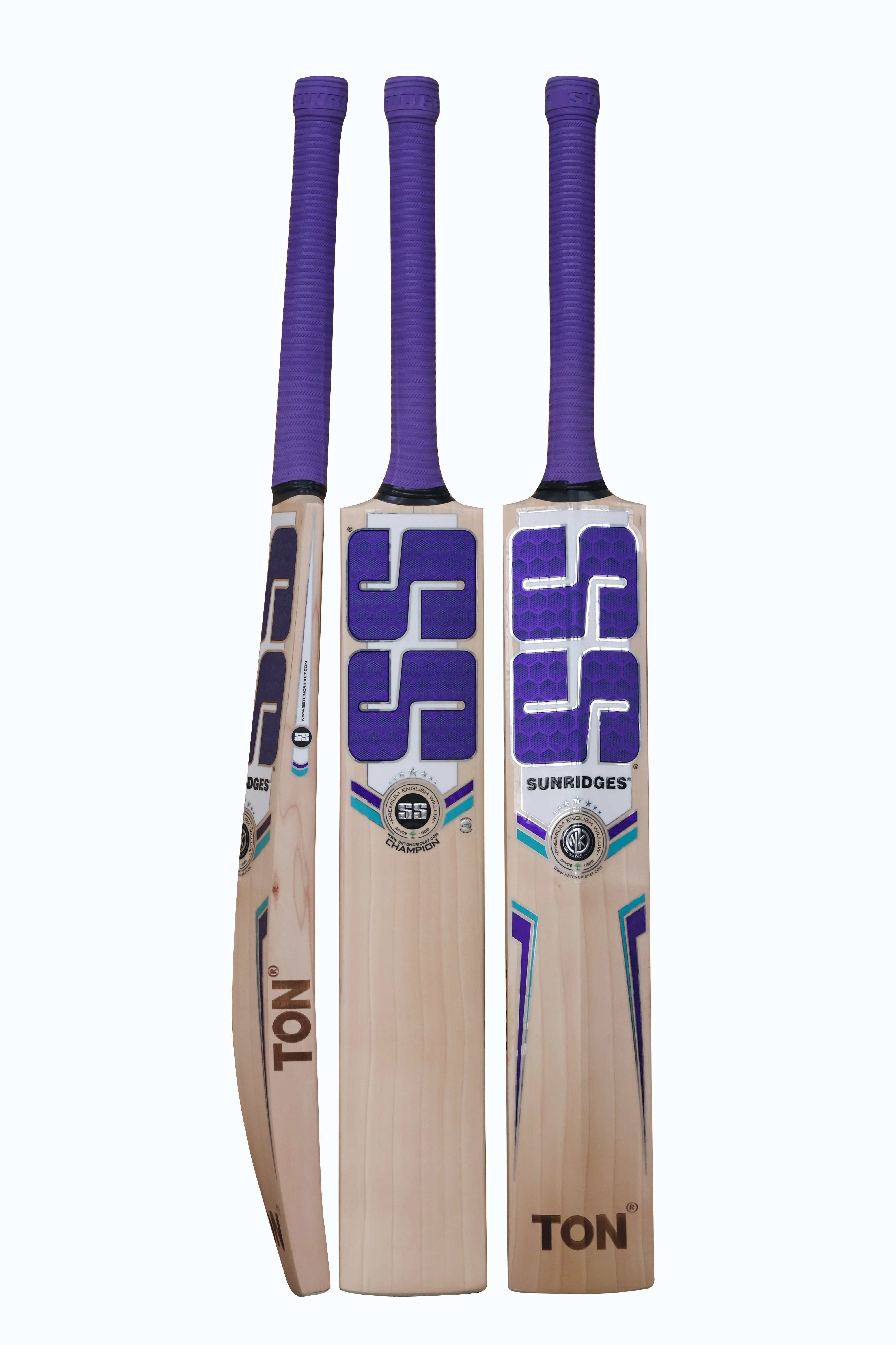 SS Champion English Willow Cricket Bat - LONG BLADE + Long Handle for tall players + FREE Full Professional knocking – machine knocking includes 15000 knocks and oiling and rounding of edge + free scuff sheet + free grip