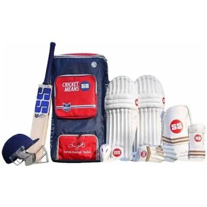 SS SKY FULL CRICKET KIT NAVAY BLUE YOUTH RIGHT HAND SIZE 6 without bat