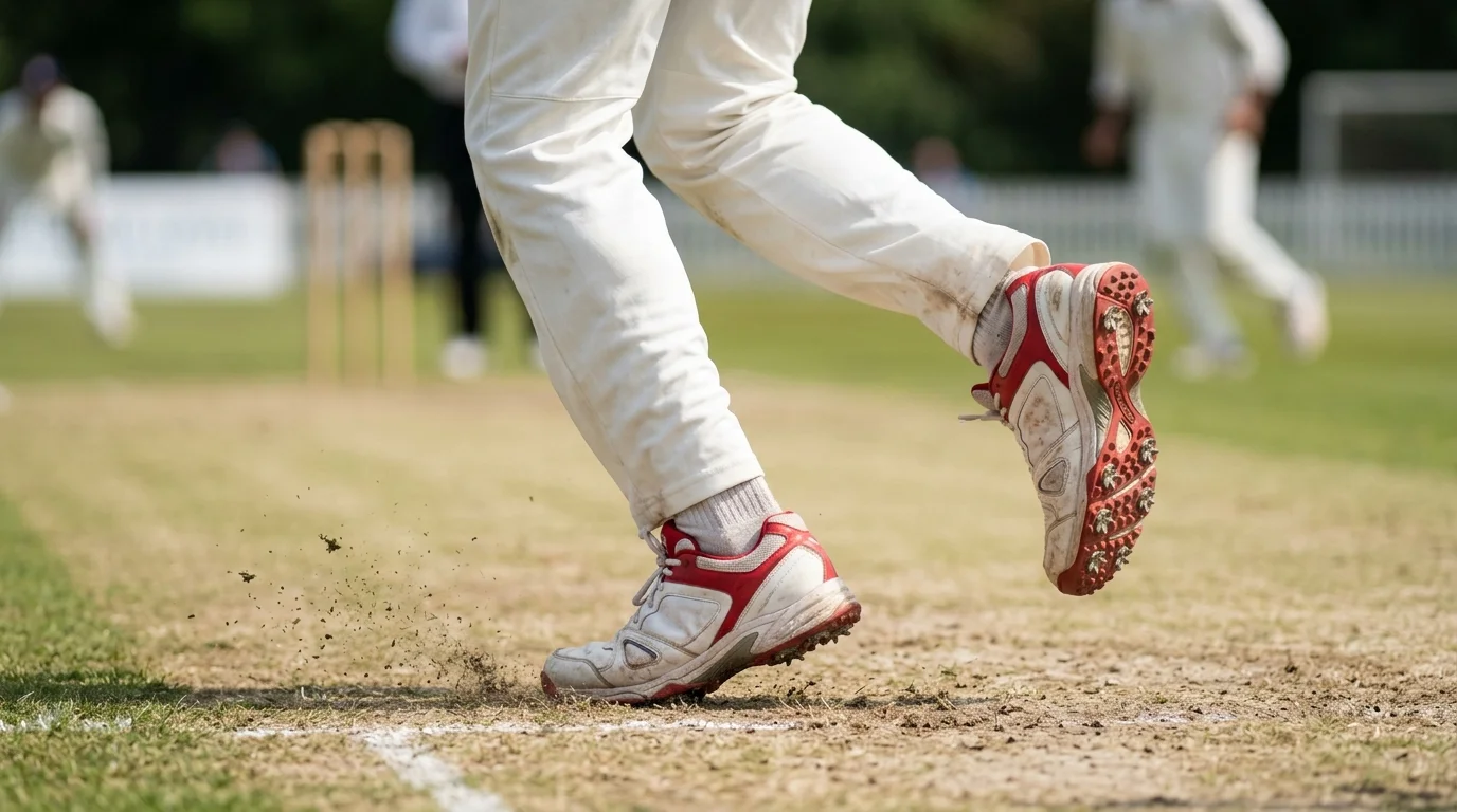 Professional white and red cricket shoes with spikes for fast footwork on the pitch - Albert Cricket Store