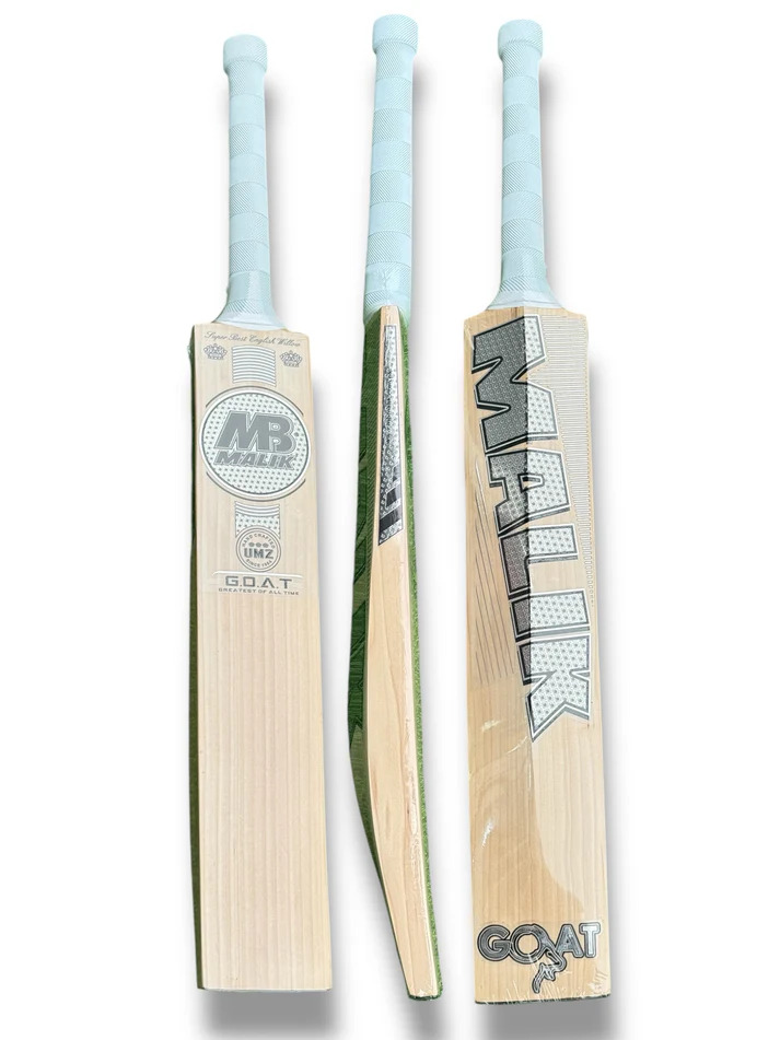 MB Malik UMZ GOAT Cricket Bat full multi-angle view showing front, back, and side profile - Albert Cricket Store