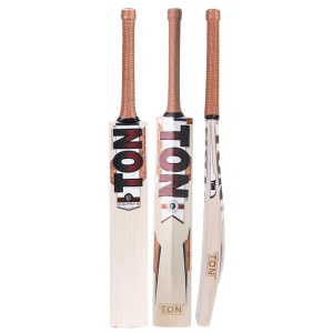 Multiple angles of the TON Gutsy cricket bat showing front, back, and side profile views on albertacrickets.com.
