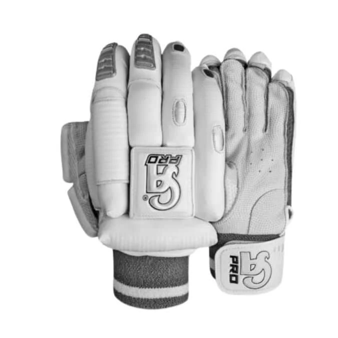 Side-by-side front and palm view of the CA Pro Dragon batting gloves on albertacrickets.com.